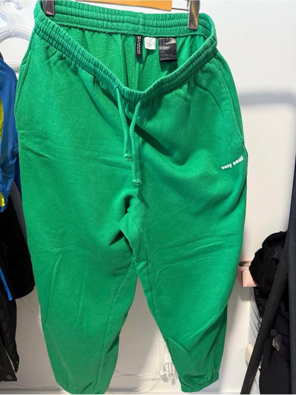 Green Women Sweatpants with Elastic Waist and Drawstring